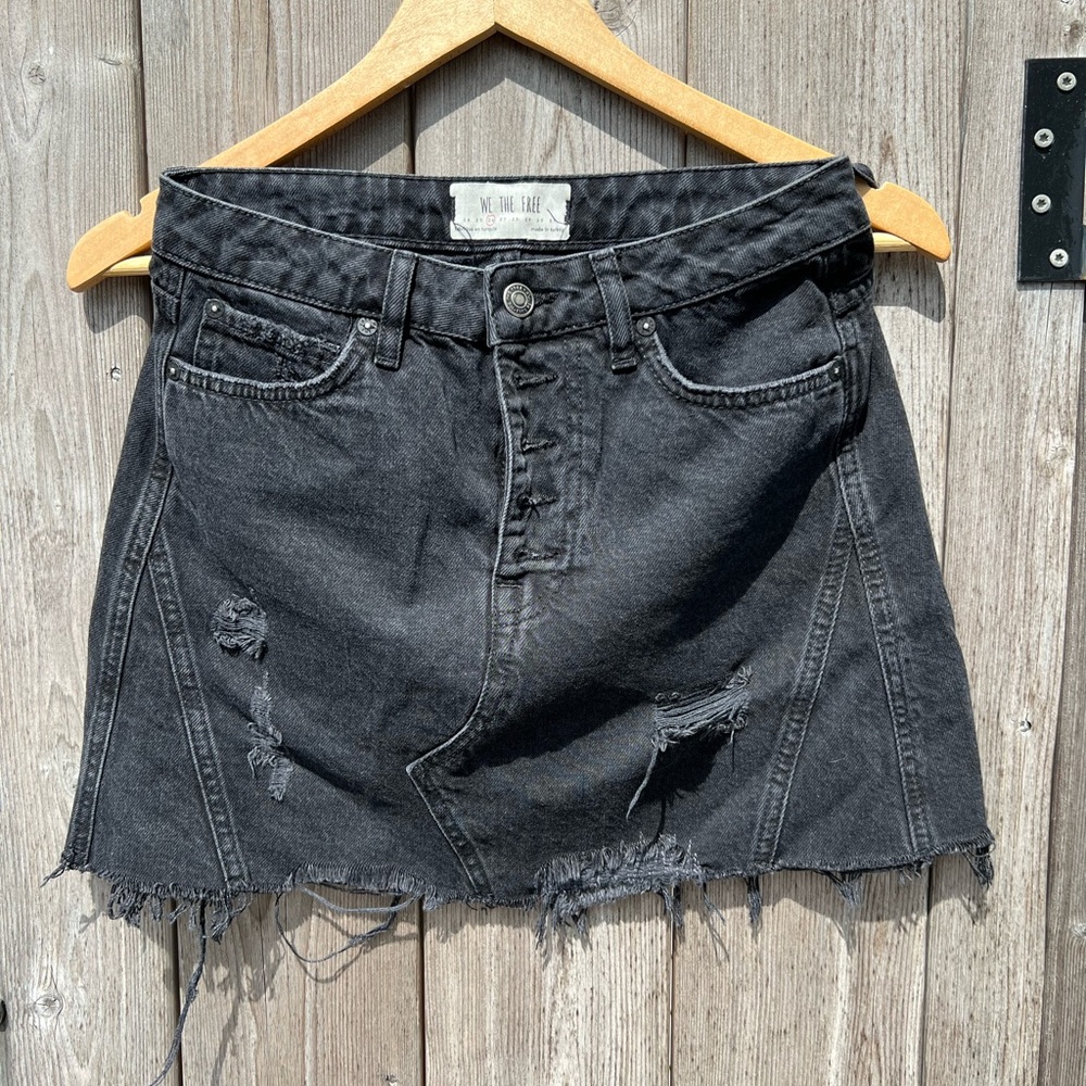 Black Denim We The Free Skirt